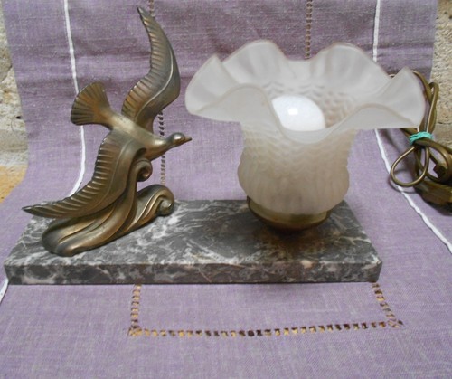 Ancienne lampe socle - marbre, et