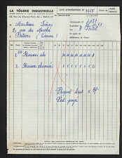 PARIS (XI°) TUYAUX Coudés de FUMEE "TOLERIE INDUSTRIELLE" en 1951