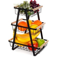 Panier métallique noir 3 niveaux fruits légumes rangement cuisine design