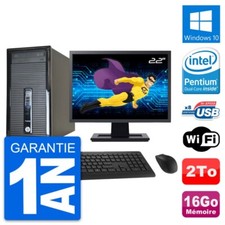 PC Tour HP 400 G1 Ecran 22" Intel G3220 RAM 16Go Disque Dur 2To Windows 10 Wifi