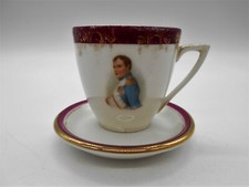 02) TASSE & SOUS TASSE NAPOLÉON BONAPARTE EN PORCELAINE DE LIMOGES U.M.L. FRANCE