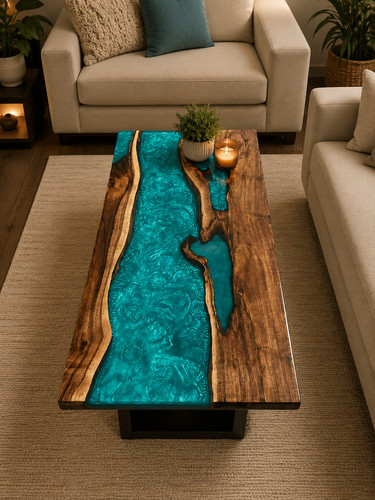 Table basse rivière époxy