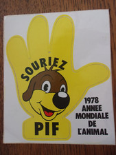 Pif Gadget Autocollant  "Souriez Pif" 1978 année mondiale de l'animal