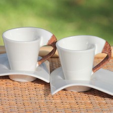 Lot de 2 tasses à café blanches avec soucoupes New Wave Villeroy & Boch
