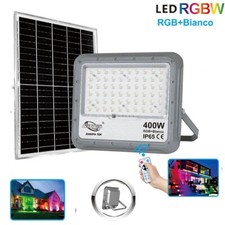 Phare Projecteur Panneau Solaire Crépuscolaire Télécommande LED RGB Blanc Froid