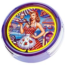 N-0690 "Diner-6" Horloge murale Horloge néon Rétro Éclairée Au Néon Déco Salon