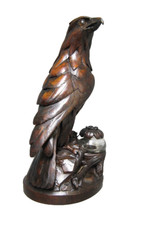 Aigle En Bois Sculpté Foret Noire Encrier De Bureau.
