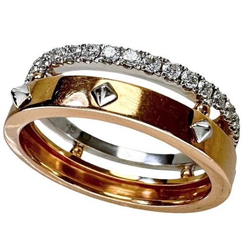 Bague diamants k18pg or - 6,6,
