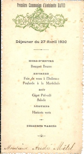 Menu ancien collection - ancien, –