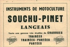 Publicité ancienne Souchu-Pinet Langeais matériel agricole 1955 issue magazine