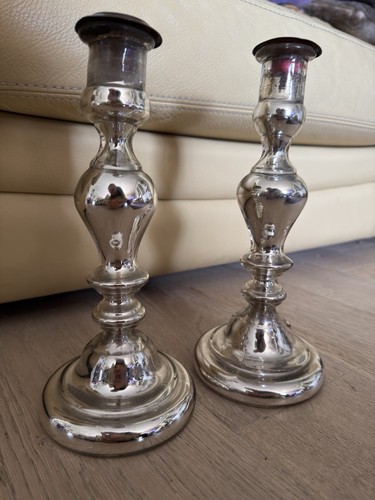 Paire bougeoirs ancien en - paire,