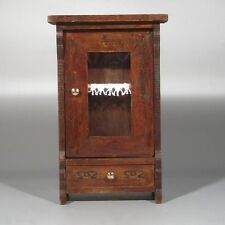Antique / Vintage French Wooden Doll Furniture Cabinet, "Faux" Drawer