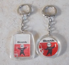 Lot 2 Vintage BOSTIK Keyring key chain France plastic 1960s antique