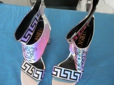 Chaussure Femme Talon Argent 7cm Escarpin Acrylique Fermeture Eclair Pointure 38