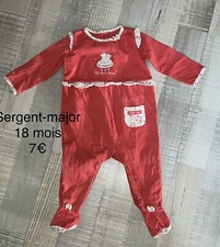 Babygros  Pyjama Coton Sergent-major 18 mois  Bébé Fille