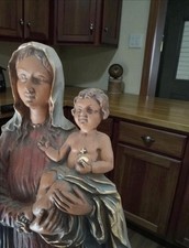 Statue religieuse en bois hauteur 37 cm