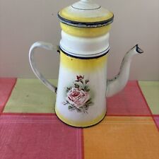 ancienne cafetière TTbe émaillée Jaune Rare 25 Cm