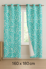 Double Rideaux Marks & Spencer turquoise fleuri – 160 x 180 – Lot de 2