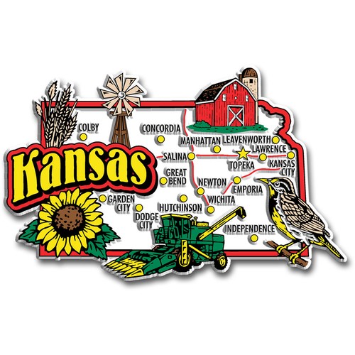 Kansas jumbo state magnet - kansas,