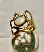 bague bronze sertie d'une pierre de lune - bijou d' artiste signée  N°151 Z