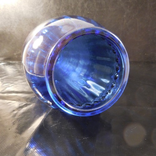 Vase verre strié bleu - verre,
