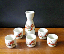 Ancien service à digestif porcelaine décor oiseaux de paradis fabriqué au Japon