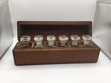 Ancienne boite en bois ELIE BLEU PARIS flacons parfum Jean Laporte Paris Rare