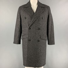 The Kooples Taille S Manteau En Laine Mélangée Noir Gris À Carreaux Avec Revers
