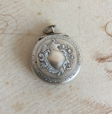 Petite Boite à Poudre Pilules Miroir Argent XIXème Style Rocaille - Châtelaine