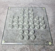 Jeu Solitaire en Verre – Plateau Carré Transparent + Pions Givrés