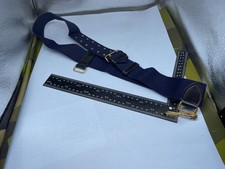 Original Armée Britannique Bleu Toile & Cuir Ceinture Avec Doré Fixations -