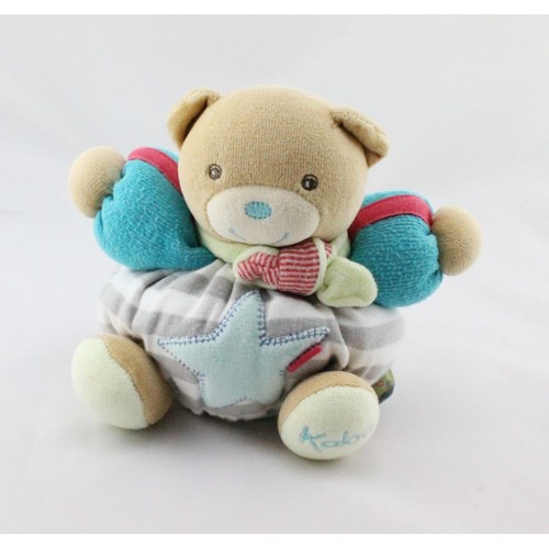 Doudou ours bleu vert - , rayé