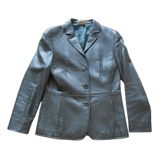 AKRIS PUNTO vintage 1990s, veste cuir vert pour femme, taille M