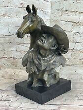 Original 100% Bronze Cowboy Stallion Cheval Sculpture Signée Western Œuvre