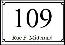 plaque pvc numero de rue ou de maison 150x100mm blanche