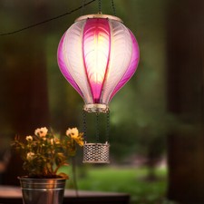 Solaire Außenhängelampe Ballon à Air Chaud Rose Lampe de Balcon Effet Feu LED H