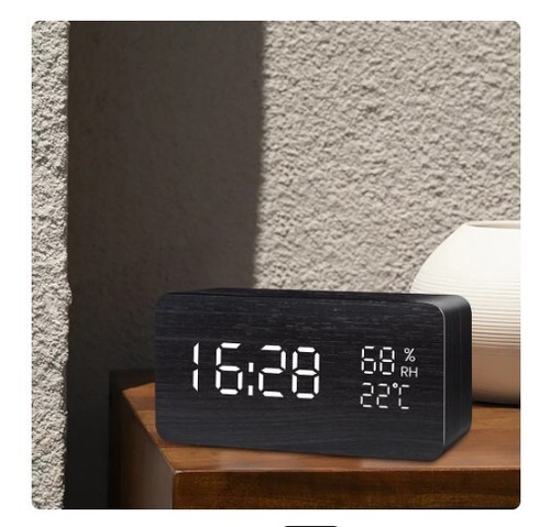 Réveil numérique led bois - réveil,