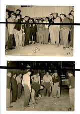 5 Photographies Boulistes boule lyonnaise, militaire, soldats , NOM des joueurs