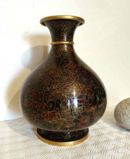 vase cloisonné chinois ancien en laiton vintage