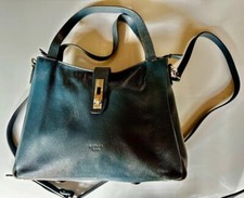 SAC 2 ANSES + BANDOULIERE EN CUIR GRAINé BLEU MARINE MARQUE KATANA