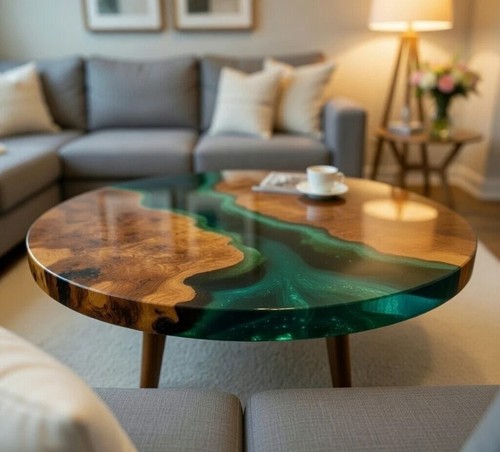 Table basse ronde résine - table, en