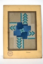 Vintage Maple & Co London Contrat Dept Eau Couleur Peinture Abstrait Art Rare "