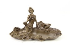 Sculpture en bronze nymphe Femme Art Nouveau aux nénuphars d'après Milo
