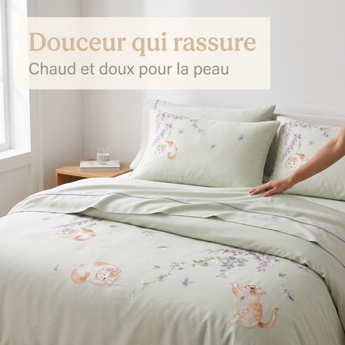 Ensemble literie tencel - tencel, chat