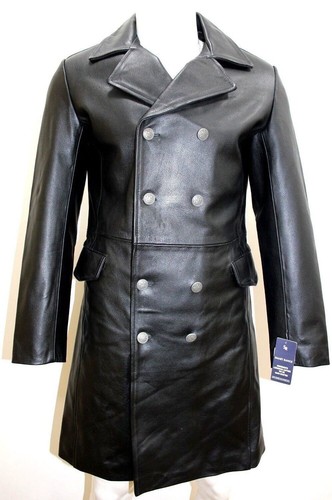 Manteau trench cuir noir - trench, en