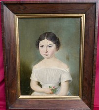 Portrait de Jeune Fille Epoque Louis Philippe Huile/Toile du XIXème siècle