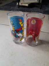 LOT DE 2 VERRES QUICK COMICS  - FLASH ET SUPERMAN
