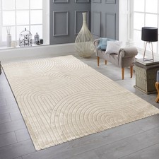 Tapis moderne à motifs géométriques en forme d'arc Stylé en beige