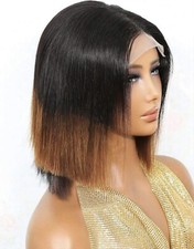 Perruque Naturelle Femme Brune Marron Châtain Wig Courte Dentelle 20cm +Cadeau