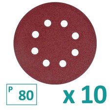 10 disques abrasifs auto agrippants pour ponceuse Ø 125mm 8 trous grain 80